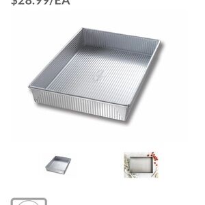 Two Silver Rectangular Baking Pans Made by USA Pans